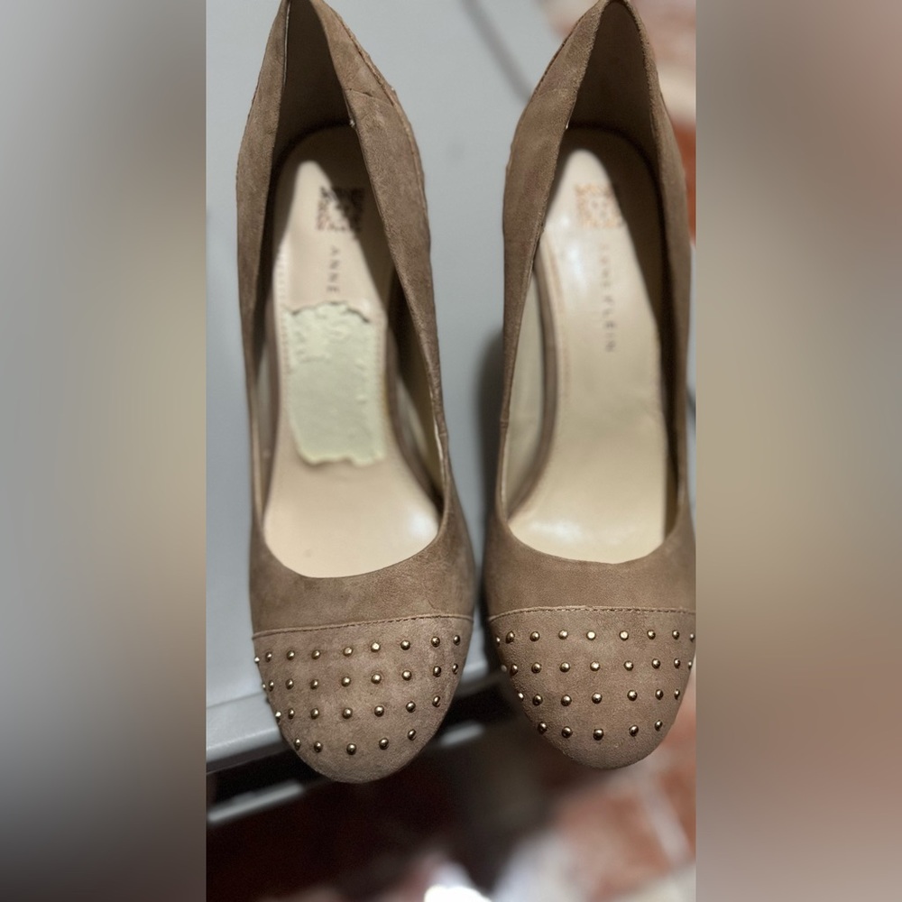 Studded Suede Taupe Heels